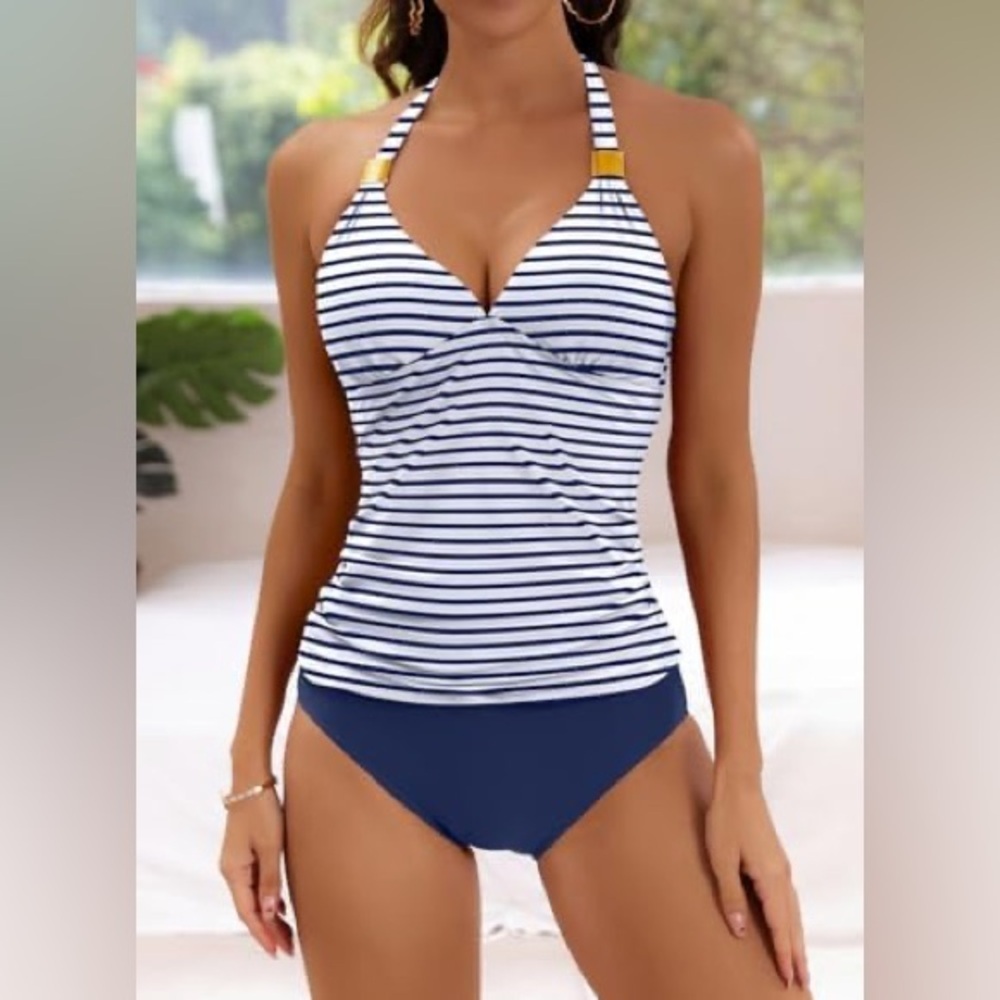 B2Prity Women's Halter Tankini Tummy Control Two-Piece Swim Set